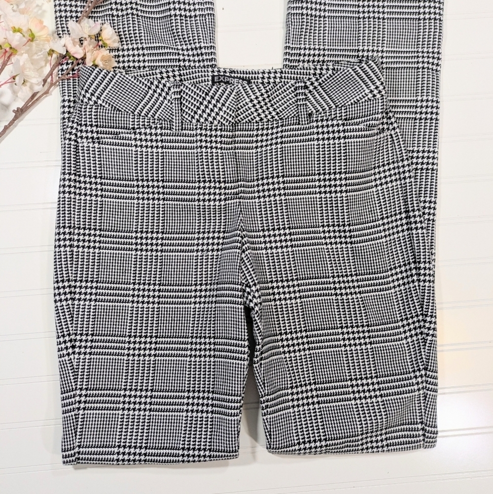 Express B/W Houndstooth Slim Bootcut Editor Pants
